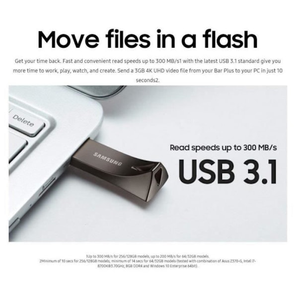 Samsung usb-avain 128 Gt usb 3.0 3.1 muf-128be flash-muistitikku 200mb/s