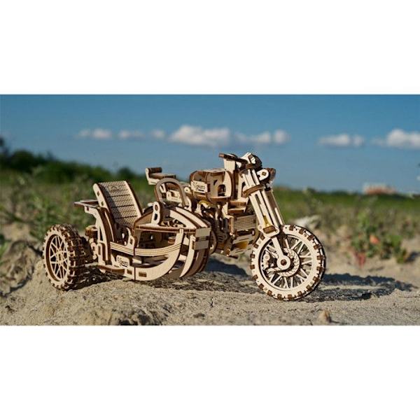 Ugears - Puinen Scrambler UGR-10 -moottoripyörä, jossa sivuvaunu 380 kappaletta