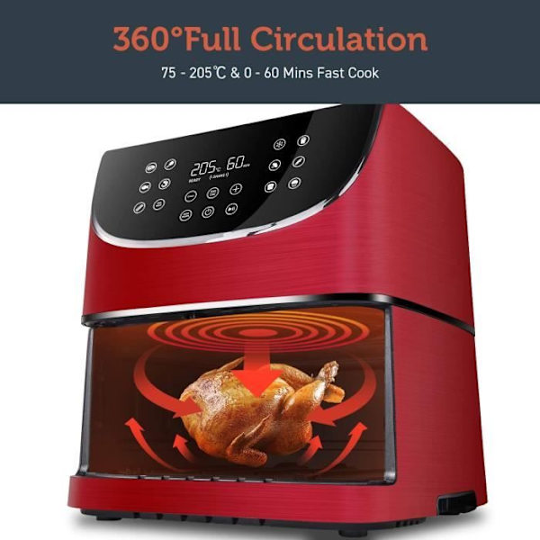Airfryer uden olie - Cosori - 5,5L - 11 programmer - 1700W - Rød Rød