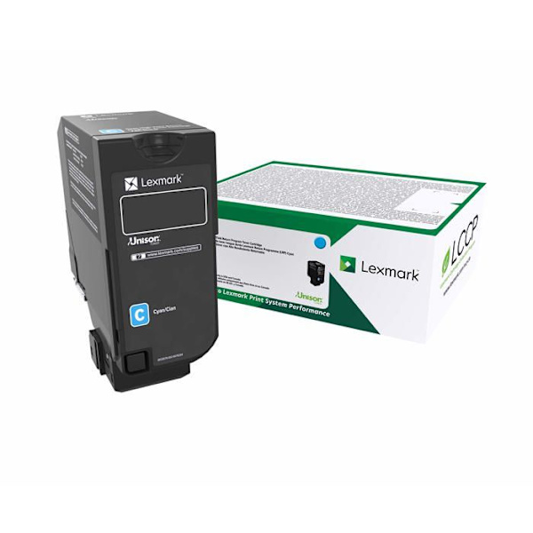 Cyan tonerpatron til Lexmark CS727de, CS728de, CX727de - LEXMARK - 75B20C0 - Laser - 10000 sider