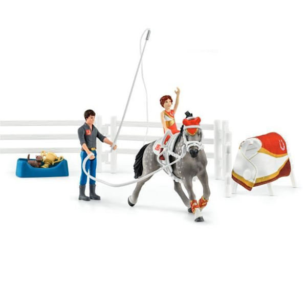 Mian taitolentoharjoitussetti, schleich-setti, jossa on 18 elementtiä, mukaan lukien 1 schleichhevonen ja 2 hahmoa, Flerfärgad
