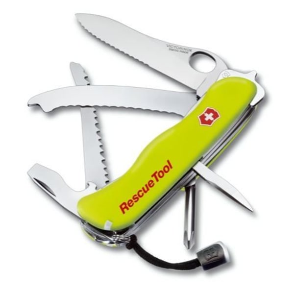 Schweizisk lommekniv - Victorinox Redningsværktøj - Fluorescerende gul - Nylonskede Fluorescerende gul