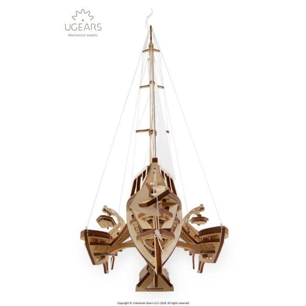 Ugears 3D Puslespil Trimaran Merihobus træskib til modelbygning Brun