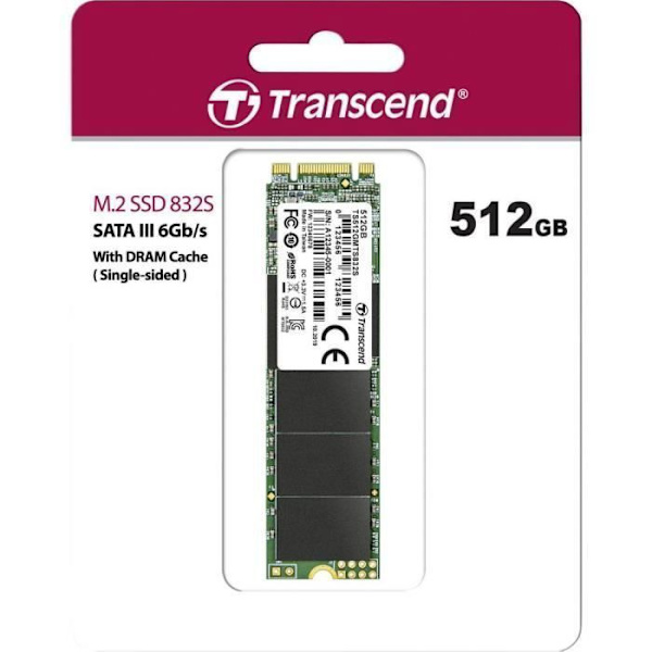 TRANSCEND Hard SSD 512GB - Enkeltsidet, M.2 2280 SSD, SATA B+M Key, TLC - Til ultratynd notebook