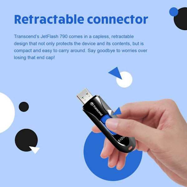 USB nøgle - TRANSCEND - JetFlash® 790 - 512 GB - USB 3.2 - Skydestik