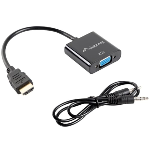 HDMI-VGA-adapteri - Lanberg - AD-0017-BK - Musta - 0,2 m - Sisältää 3,5 mm liittimen