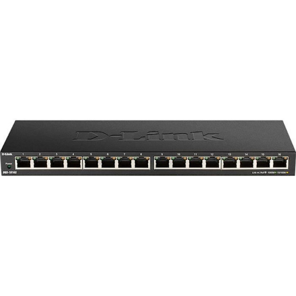 16-porttinen Gigabit-kytkin - Metallinen - DLINK - QoS 802.1p musta