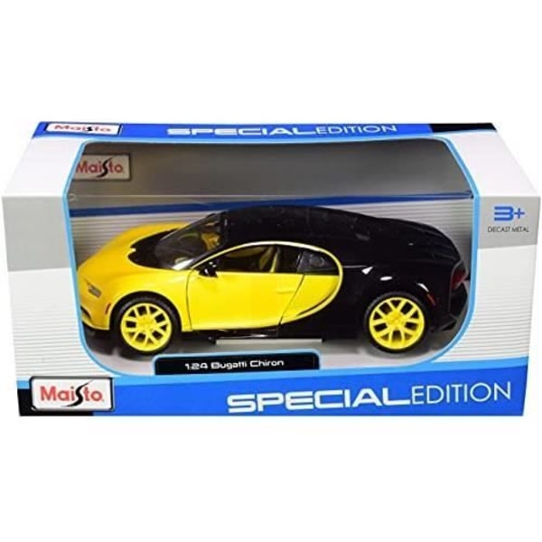 Skalmodell - MAISTO - Bugatti Chiron - Svart - 1/24 - Riktiga gummidäck Svart
