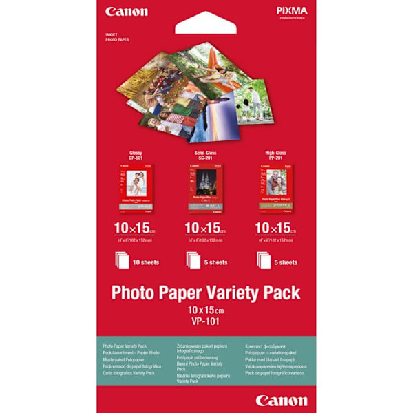 CANON - Valokuvapaperipakkaus GP-501, PP-201 II ja SG-201 10x15cm (15 arkkia) - Mustesuihku