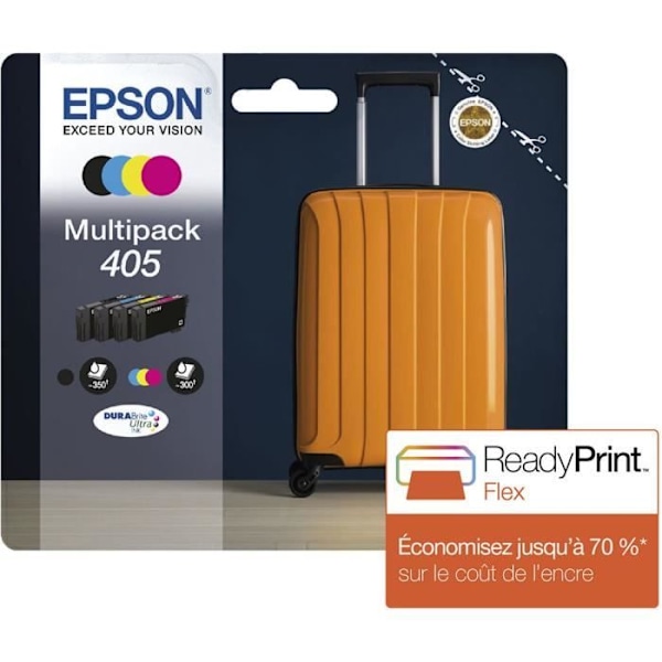 Pakkauksessa 4 mustepatruunaa - 405 Ultra Ink - EPSON - WorkForce WF-7830, 7835, 7840, WorkForce Pro WF-3820, 3825, 4820, 4825, 4830