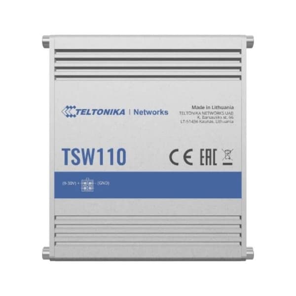 Ethernet-switch - JSC Teltonika - TSW110 - Robust aluminium - 5 Gigabit-portar - 9-30 V