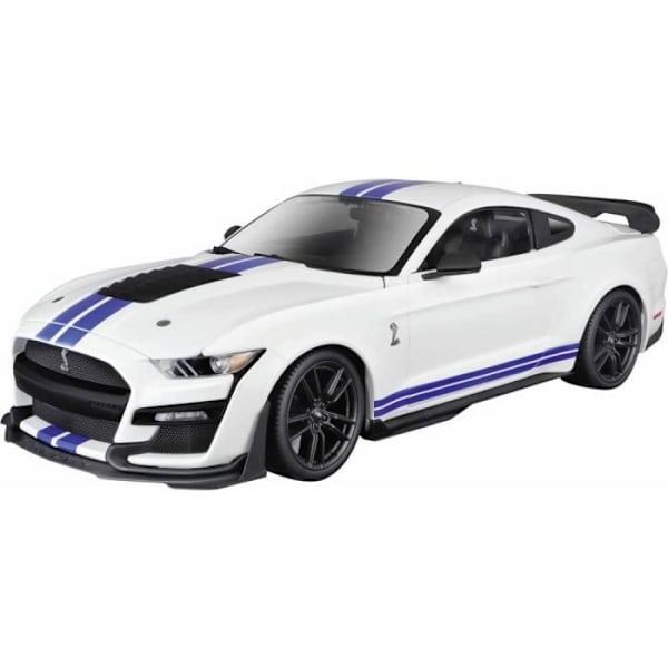 Modèle reducér af bil - MAISTO - Ford Shelby GT500 '20 - Hvid med blå striber Hvid med blå striber