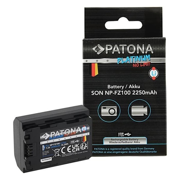 PATONA AKKU NP-FZ100 USB (1360 PLATINA - 2250 MAH) US-OSIOTA KANAVAA MUKANA