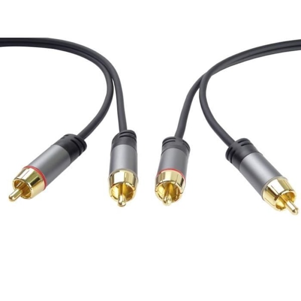 PremiumCord, HQ RCA-kabel, 2 RCA han til 2 RCA han - Audio video forbindelseskabel, Til TV, smartphones, MP3, HiFi, 5 meter Svart