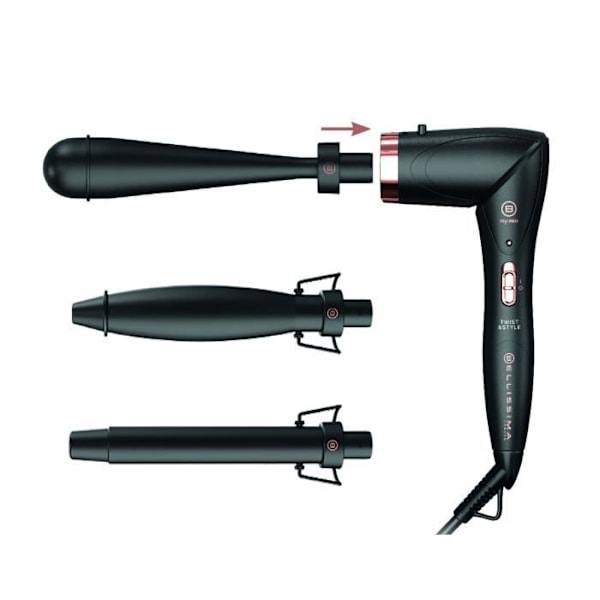 Styler - BELLISSIMA - Twist & Styl Kit - Sort - Temperatur 190°C - Rotation til styling Sort
