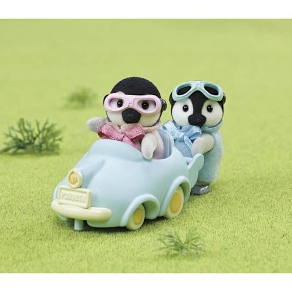 Nukke - SYLVANIAlaiset PERHEET - Pingviinikaksoset - Auto ja lasit - Nivelletty Flerfärgad