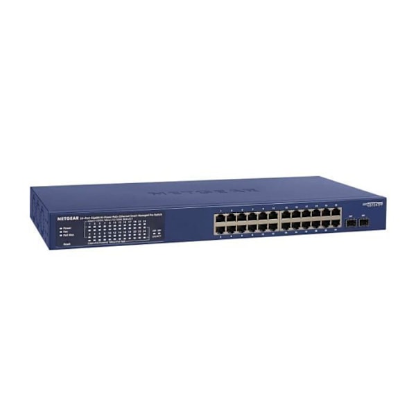 NETGEAR GS724TP - Hallittava Ethernet-kytkin 24 porttia Gigabit PoE+ 190W ja 2x SFP - 19 tuuman hyllyyn asennettava