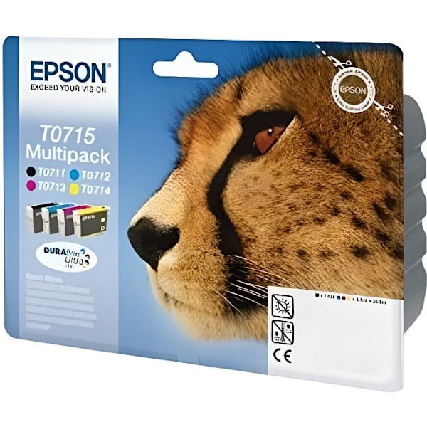 EPSON Pack of 1 Guépard mustepatruuna - DURABRITE - Musta ja kolmivärinen - läpipainopakkaus hälytyksellä