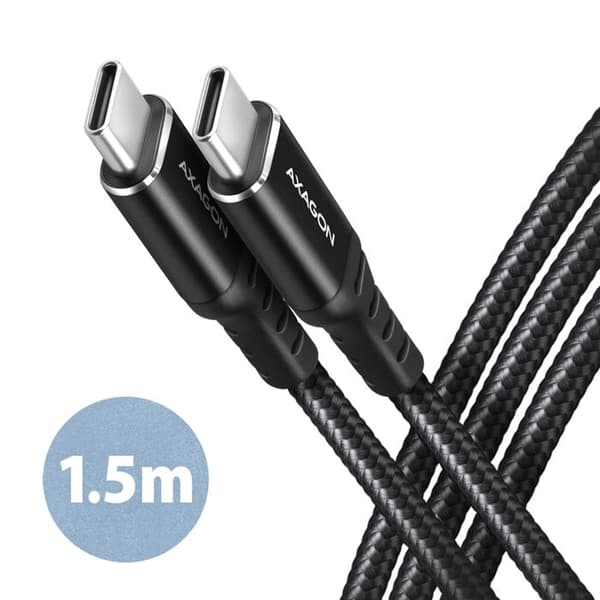 USB-C till USB-C-kabel - AXAGON - BUCM-CM15AB - 1,5m - PD 60W - 3A