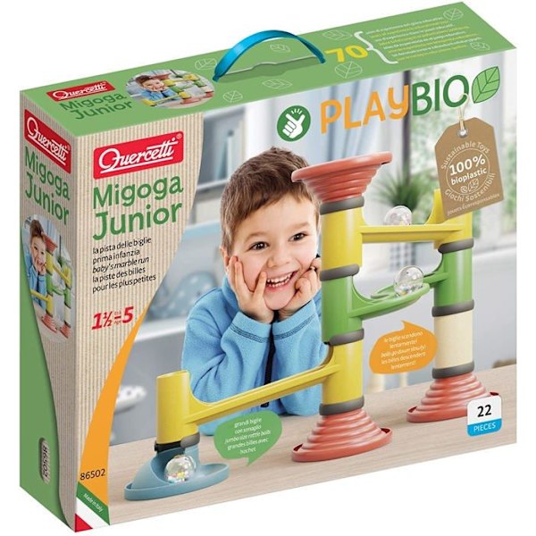 Quercetti - 86502 Play Bio Migoga Junior - Marmorkredsløb til baby Gul