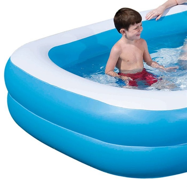 Gennemskinnelig familie swimmingpool - BESTWAY - Rektangulær - 2 rør - 201 x 150 x 51 cm - Blå Blå och vit