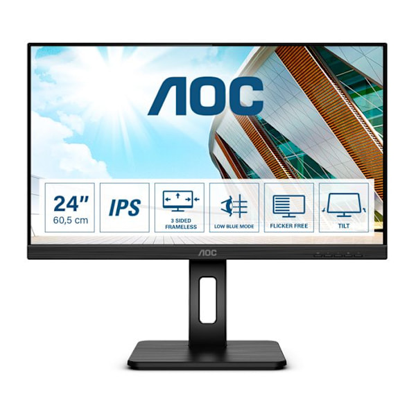 AOC Q24P2Q - LED-skærm - 23,8" - 2560 x 1440 1440p (Quad HD) @ 75 Hz - IPS - 250 cd/m² - 1000:1 - 4 ms Sort