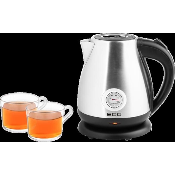 Elkedel - ECG - RK 1705 Metallico - 1,7 L - Rustfrit stål - Temperatursensor ROSTFRITT STÅL/SVART