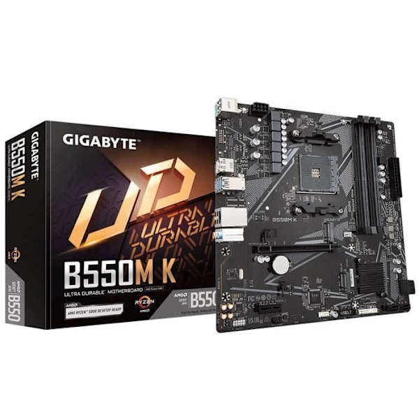 Bundkort - Gigabyte - B550M K - Ultra Durable - PCIe 4.0 - Socket AM4 - Micro ATX