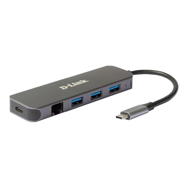 Hub USB-C 5-i-1 - D-Link - DUB-2334 - 3 porte USB 3.2 - Gigabit Ethernet - Auto-drevet