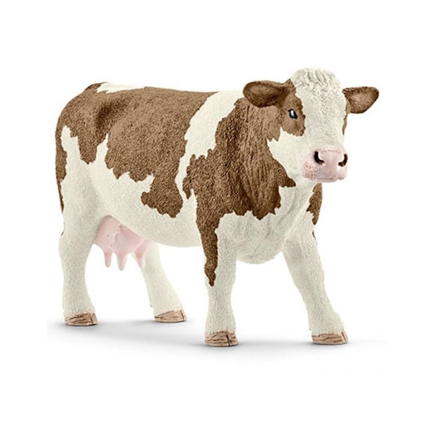 Figurine Simmental-ko med fransk design Brun og Hvid