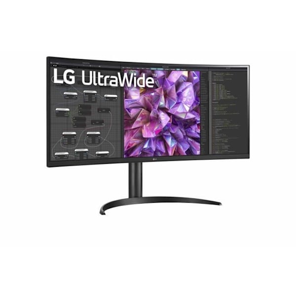 LG 34WQ75C-B PC-näyttö, 34' LED UltraWide WQHD, kaareva IPS, HDR10, HDMI/DisplayPort, USB-C, USB-keskitin, korkeussäädettävä.