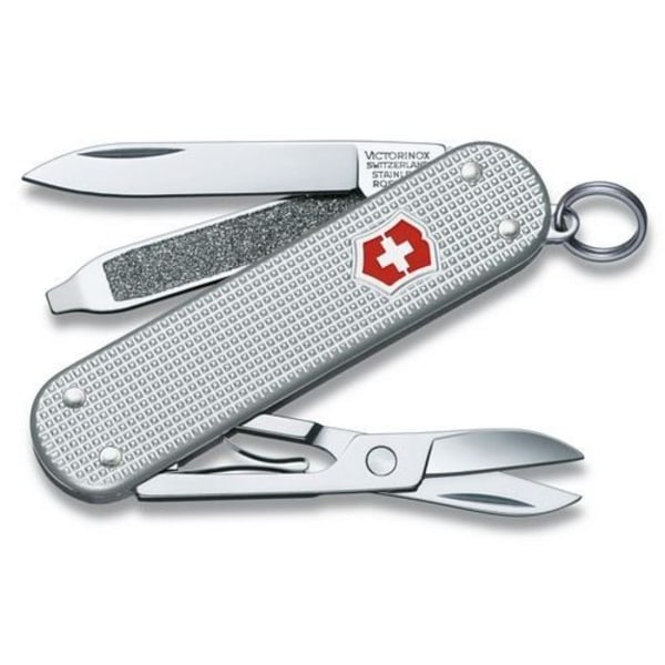 Victorinox Classic Alox 0.6221.26 taskuveitsi - hopea - kynsiviila ja litteä ruuvimeisseli Pengar