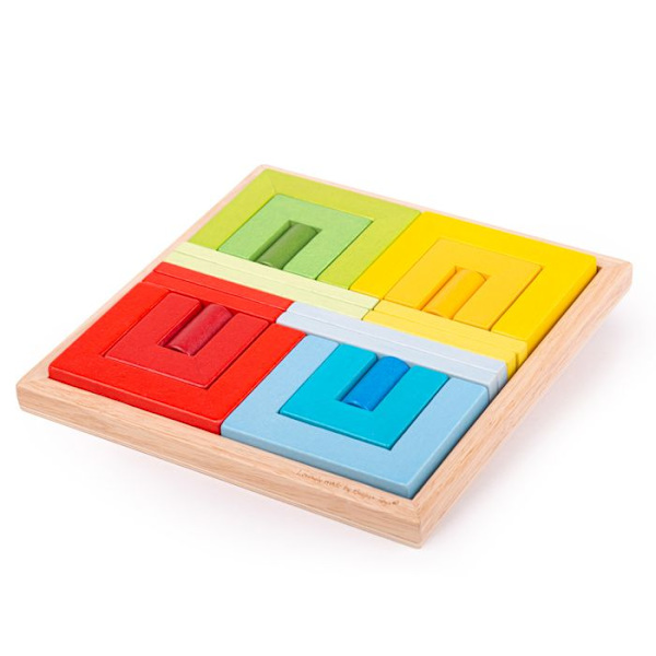 Bigjigs Toys puiset ovet, sylinterit ja laudat, rakennuspalikat - 20 osaa, 3-vuotiaille ja sitä vanhemmille lapsille Flerfärgad