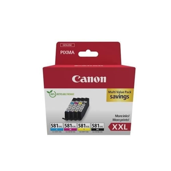 CANON CLI-581XXL sort/cyan/magenta/gul blækpatroner - Multipack 4 farver