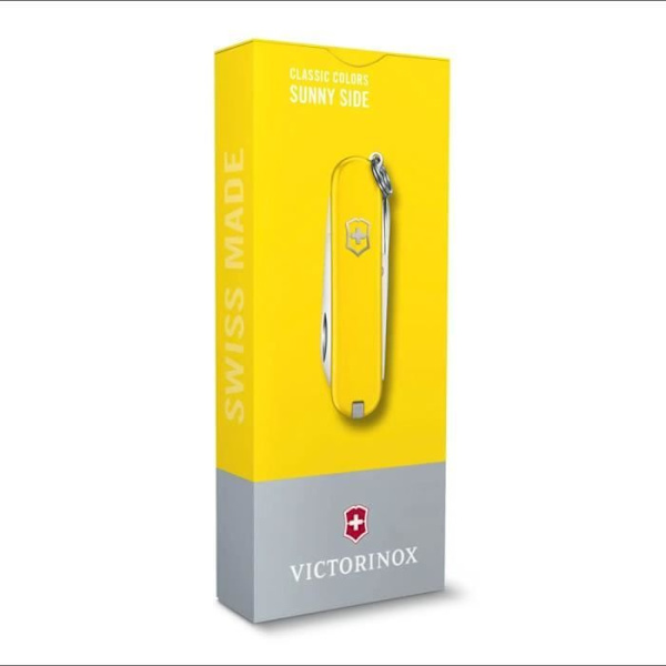 Schweizerkniv - VICTORINOX - Classic SD Sunny Side - 58 mm - 7 funktioner - Rustfrit stål faldende sne