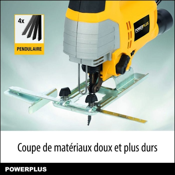 Powerplus 650 W POWX0331 Sähkösirkkeli - Säädettävällä alustalla varustettu johdollinen sirkkeli 3000 min-1 - sisältää 3 lisävarustetta Gul
