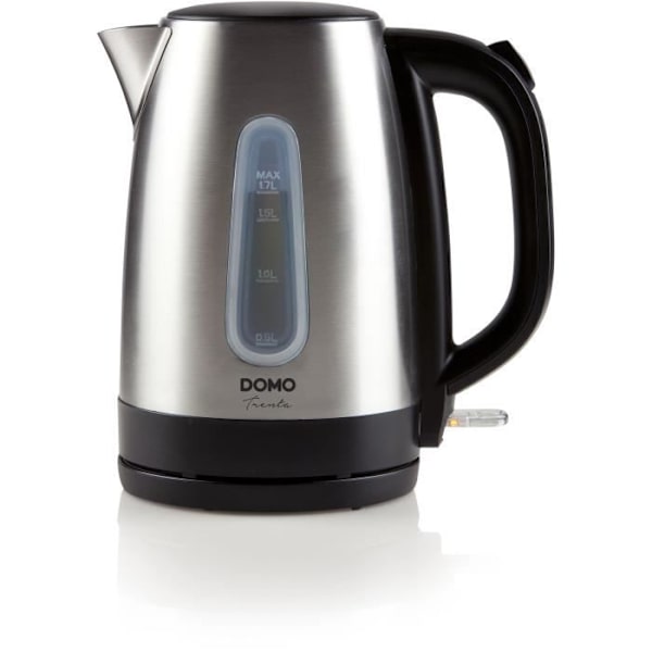 Vattenkokare i rostfritt stål - DOMO - DO496WK - 2200 W - 1,7 L - 360° bas - Grå Grå och svart