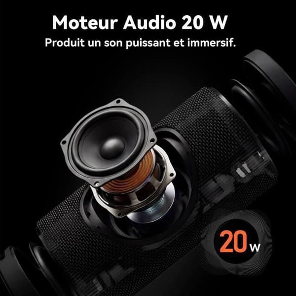 Bärbar Bluetooth-högtalare - VEATOOL - S21 (ROAR 3) - 20W - Bluetooth 6.0 - IPX6 Svart