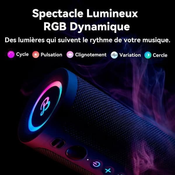 Bärbar Bluetooth-högtalare - VEATOOL - S21 (ROAR 3) - 20W - Bluetooth 6.0 - IPX6 Svart