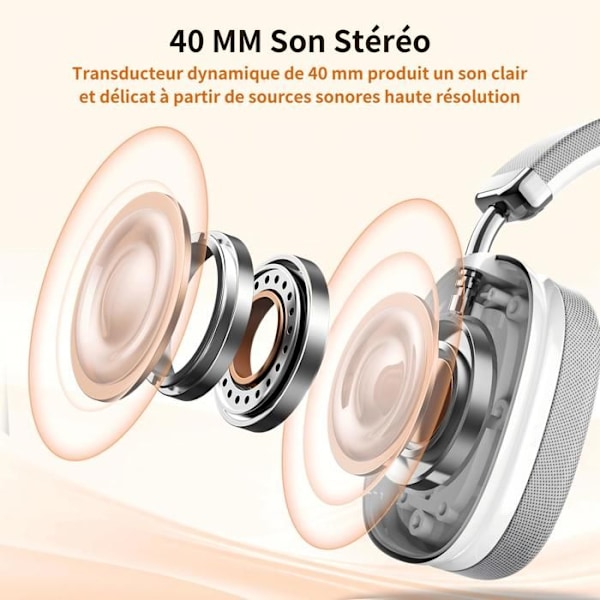 VEATOOL Trådlösa Hörlurar Bluetooth 5.3 Hopfällbara Tri-frekvens Ljud Stereo Inbyggd Mikrofon 80H Batteritid Grå Pengar