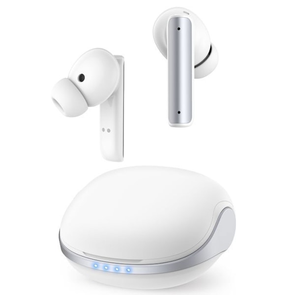 Trådlösa hörlurar med brusreducering ANC och ENC VEATOOL Bluetooth 5.3 Vattentåliga IPX6 32 timmars speltid Stereo ljud Vit Vit
