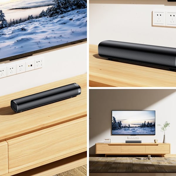 VEATOOL Soundbar för TV 50W Power Deep Bass Channels 2.0 Stereoljud DSP EQ Mode Bluetooth/AUX/Optisk/USB/RCA Svart