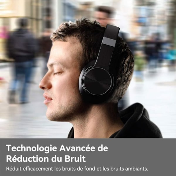 VEATOOL Bluetooth-hörlurar med brusreducering och ANC-teknik, Impeccable ljud, Inbyggd mikrofon, Överörat, Fällbar Svart