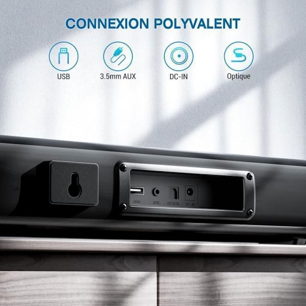 VEATOOL Ljudbalk 100W Separabel 2 i 1 kanaler 2.2 Bluetooth 5.3 Optisk/AUX/USB för TV Svart