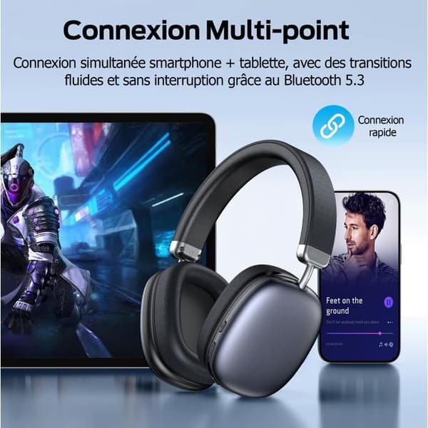Trådlösa Bluetooth-hörlurar - VEATOOL - BT1632 - Bluetooth 5.3 - 40h batteritid - IPX5 Svart