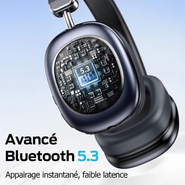 Trådlösa Bluetooth-hörlurar - VEATOOL - BT1632 - Bluetooth 5.3 - 40h batteritid - IPX5 Svart