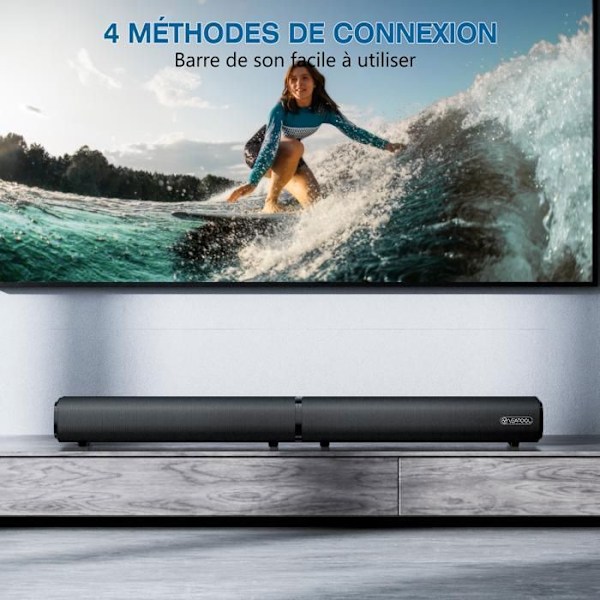 VEATOOL Ljudbalk 100W Separabel 2 i 1 kanaler 2.2 Bluetooth 5.3 Optisk/AUX/USB för TV Svart