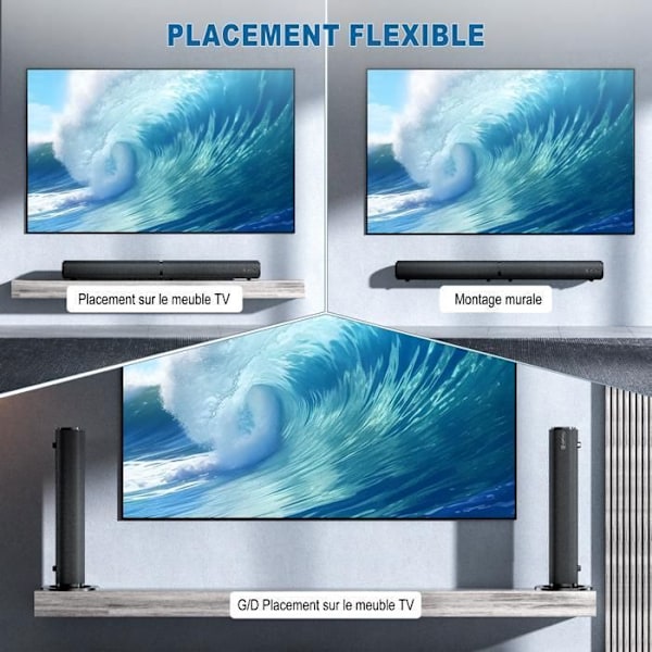 VEATOOL 100W Irrotettava 2 in 1 2.2 Kanavainen Soundbar Bluetooth 5.3 Optinen/AUX/USB TV:lle Svart