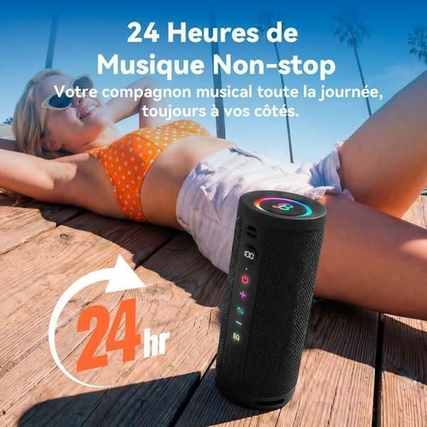 Bärbar Bluetooth-högtalare - VEATOOL - S21 (ROAR 3) - 20W - Bluetooth 6.0 - IPX6 Svart
