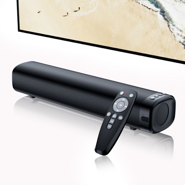 VEATOOL Soundbar för TV 50W Power Deep Bass Channels 2.0 Stereoljud DSP EQ Mode Bluetooth/AUX/Optisk/USB/RCA Svart